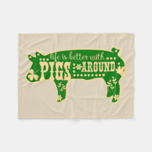 Life Better With Pigs Custom Fleece Blanket