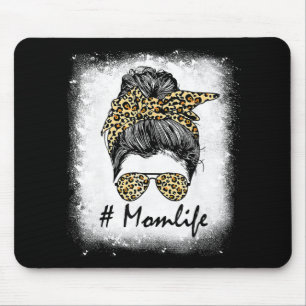 Life Bleached Mum Life Leopard Messy Bun Women Mouse Mat