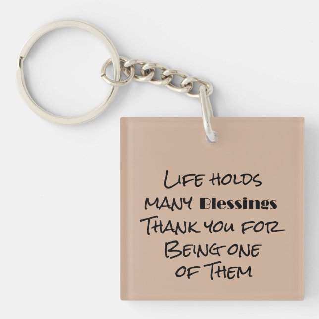 Life Blessings and Thank You Key Ring (Front)