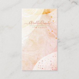 Life Coach Abstract Watercolor Shapes Rose Script  Business Card