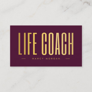 Life Coach Burgundy And Gold Business Card