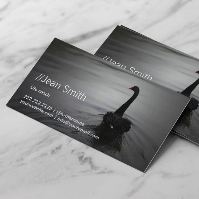 Life Coach Counsellor Elegant Black Swan Business Card (Creator Uploaded)