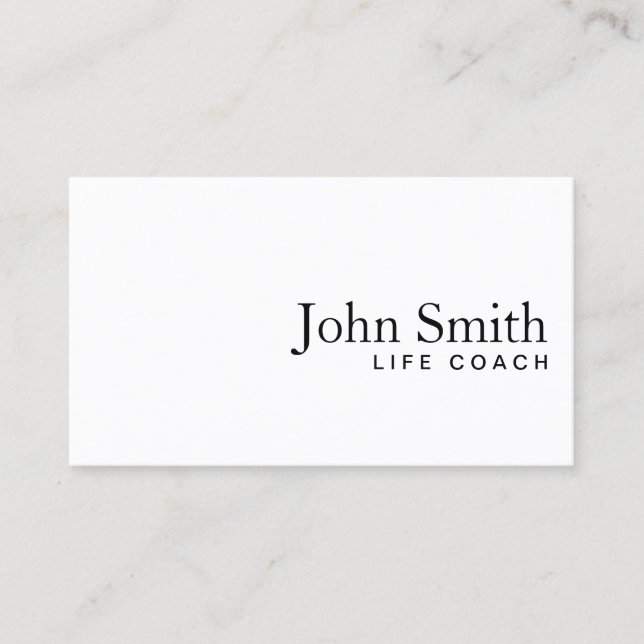 Life Coach Counsellor Minimalist Plain White Business Card (Front)