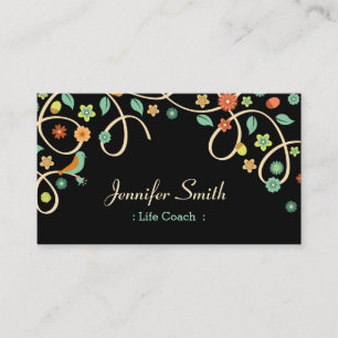 Life Coach  - Elegant Swirl Floral Business Card