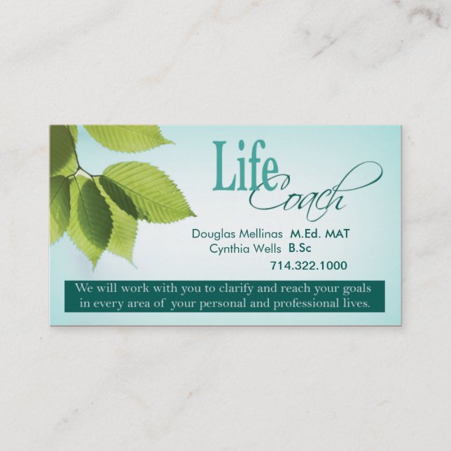 Life Coach I Personal Goals Spiritual Counseling Business Card (Front)