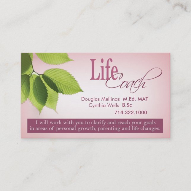 Life Coach I Personal Goals Spiritual Counseling Business Card (Front)
