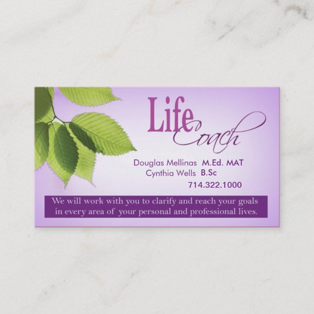 Life Coach I Personal Goals Spiritual Counseling Business Card (Front)