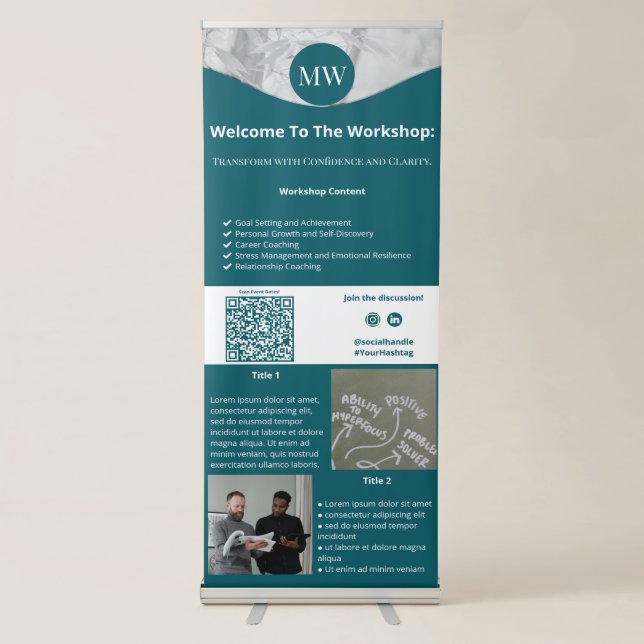 Life Coach Initials Workshop Announcement Retractable Banner (Front)