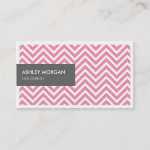 Life Coach  - Light Pink Chevron Zigzag Business Card