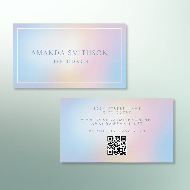 Life Coach Light Soft Gradient QR Code Business Card (Creator Uploaded)
