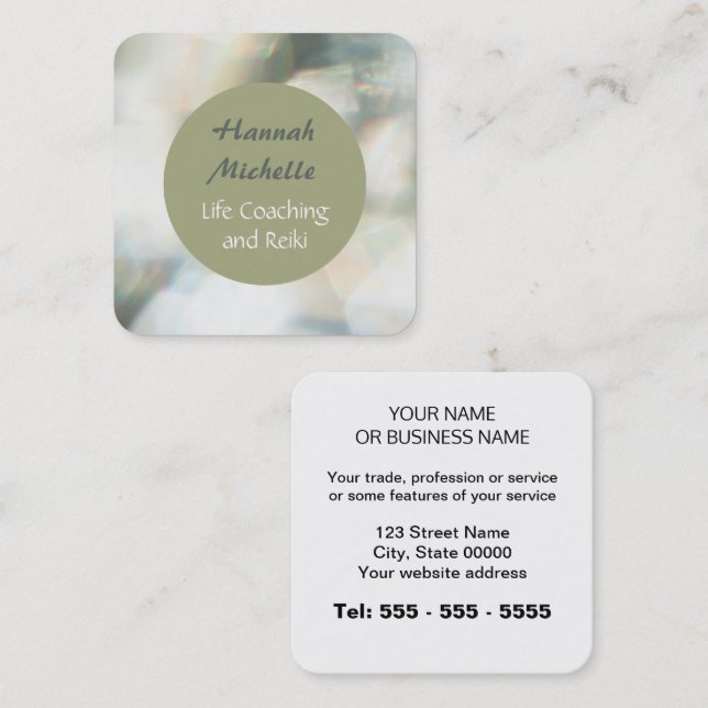 Life Coach Reiki Diamond Look Business Card (Front/Back)