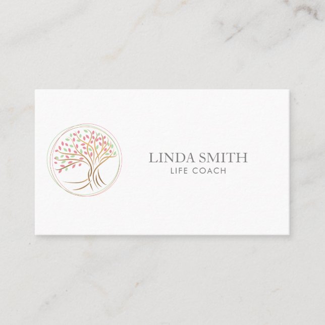 Life Coach Therapist Spa Wellness Cosmetics Tree B Business Card (Front)