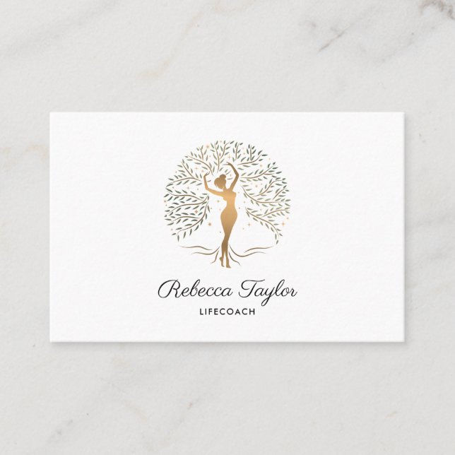 life coach tree of life therapist healer wellness business card (Front)