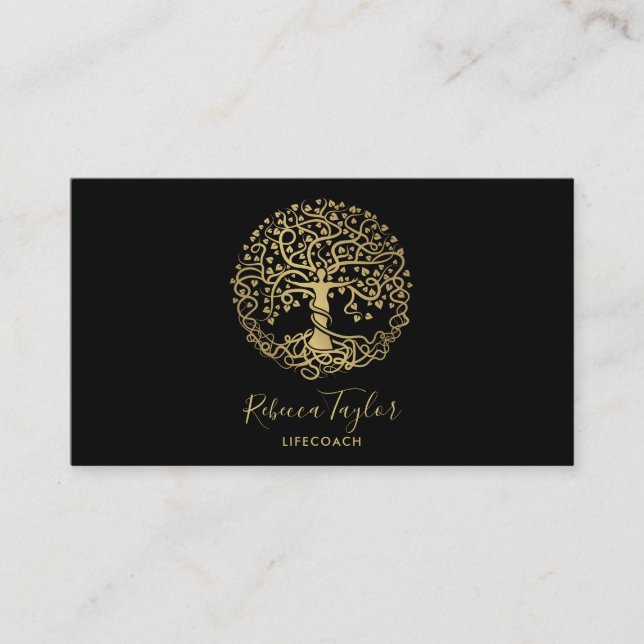 life coach tree of life therapist yoga healer busi business card (Front)