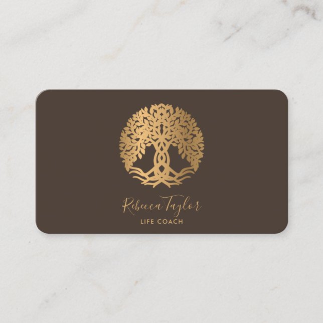life coach tree of life therapist yoga healer busi business card (Front)