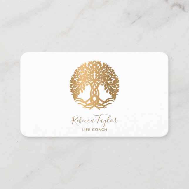 life coach tree of life therapist yoga healer busi business card (Front)