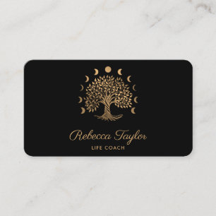 life coach tree of life therapist yoga moon phases business card