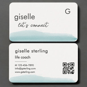 Life Coach Watercolor QR Code Business Card