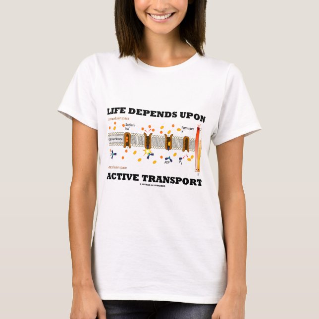 Life Depends Upon Active Transport (Na-K Pump) T-Shirt (Front)