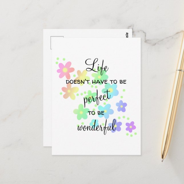 Life Doesn't Have to be Perfect Rainbow Postcard (Front/Back In Situ)