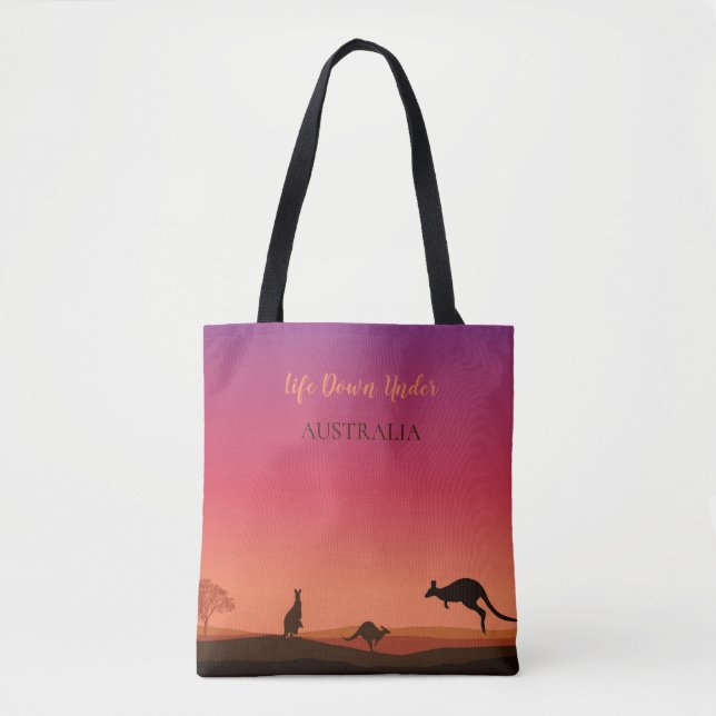 Life Down Under Kangaroo Australia Themed Tote Bag (Front)