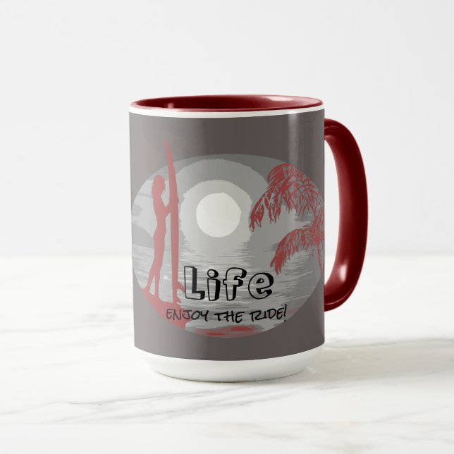 Life - Enjoy The Ride Surfer Girl Mug (Front Right)
