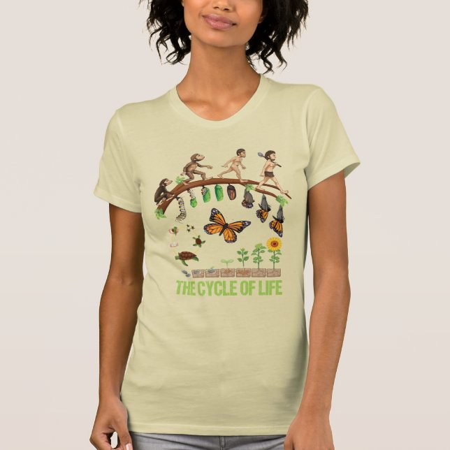 Life Evolution Primates to Man, Cocoon Butterfly T-Shirt (Front)