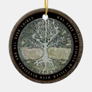 Life Filled with Blessings Message Ceramic Tree Decoration