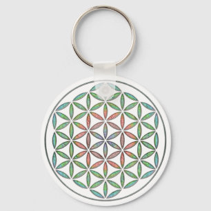 Life Flow Flower of Life Design Key Ring