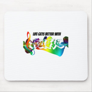 Life Gets Better With Music Mouse Mat