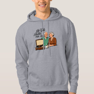 Life Gets Better With Time Retro Elderly Couple Hoodie