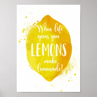Life Gives You Lemon Make Lemonade Inspirational Poster