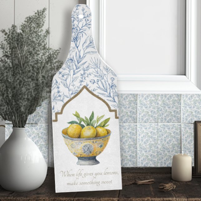 Life Gives You Lemons Inspirational Navy Kitchen Cutting Board (Creator Uploaded)