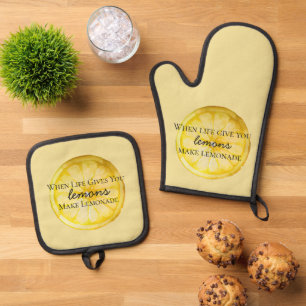 Life Gives You Lemons Quote Oven Mitt & Pot Holder Set