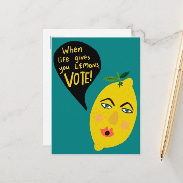 Life Gives You Lemons Vote 2024 Elections Cute USA Postcard (Front/Back In Situ)