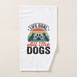 Life Goal All The Dogs Vintage Dog Lover Design_1 Hand Towel