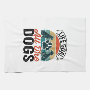 Life Goal All The Dogs Vintage Dog Lover Design_1 Tea Towel