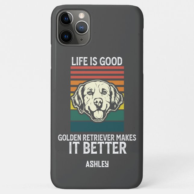 Life Good With Golden retrieve Retro Vintage Case (Back)