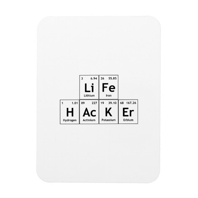 LiFe HAcKEr Chemistry Elements Periodic Table Word Magnet (Vertical)