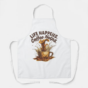 Life Happens Coffee HeAll-Over Print Apron, Medium Apron