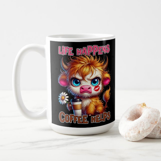 Life Happens Coffee Helps  Coffee Mug (With Donut)