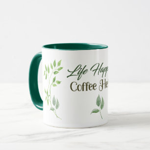 Life Happens Coffee Helps Green Leaves Mug