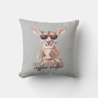Life Happens Coffee Helps Kangaroo Cushion