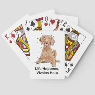 Life Happens Vizslas Help Cartoon Playing Cards