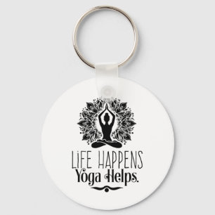 Life Happens Yoga Helps Cute Motivation Yoga Gifts Key Ring