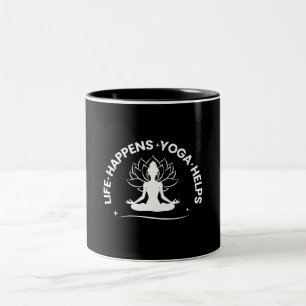 Life Happens Yoga Helps Meditation & Yoga Two-Tone Coffee Mug