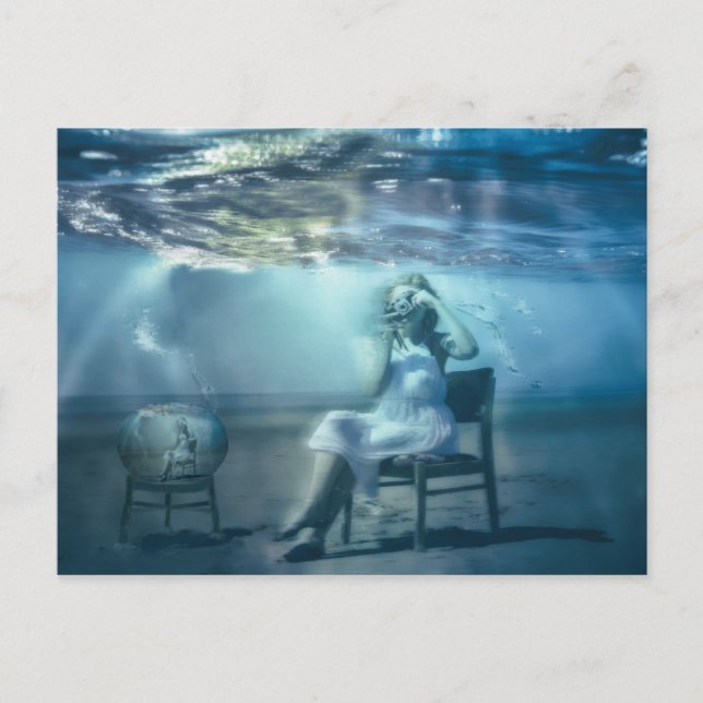 Life in a Goldfish Bowl surreal art Postcard (Front)