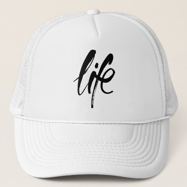 Life in Brushed Black Trucker Hat (Front)