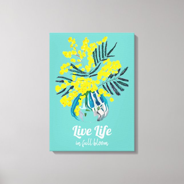 Life in full bloom Yellow Wattle Mimosa flower Canvas Print (Front)