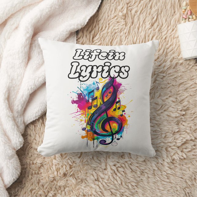 "Life in Lyrics" colour notes typography design Cushion (Blanket)